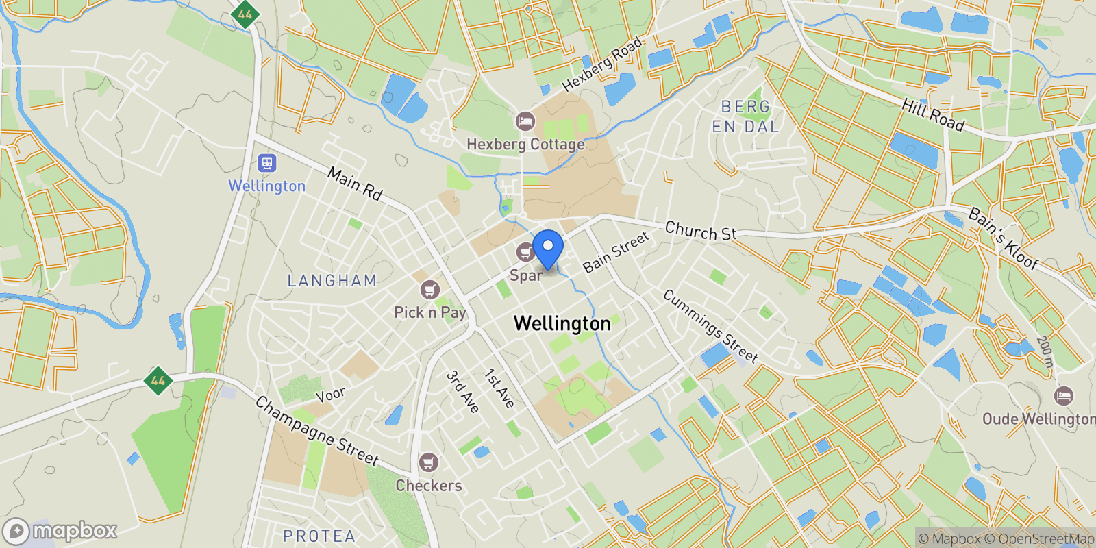 Map showing Wellington, Western Cape, South Africa.