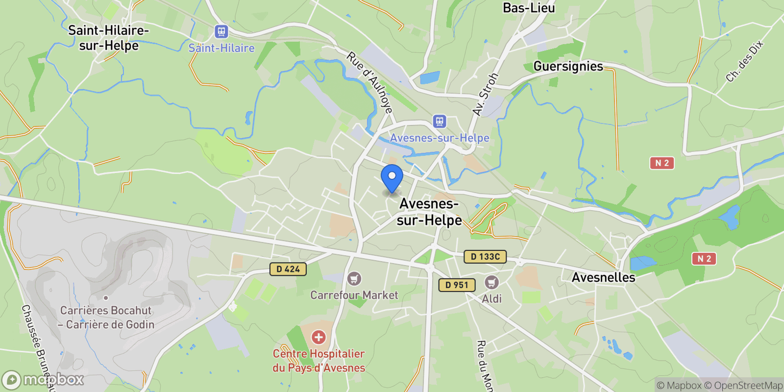Map showing Avesnes-sur-Helpe, Hauts-de-France, France.