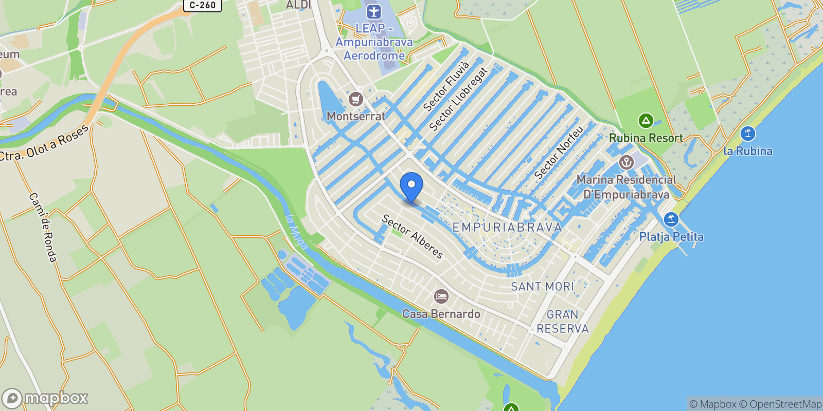 Map showing Peni, Catalonia, Empuriabrava, Catalonia, Spain.