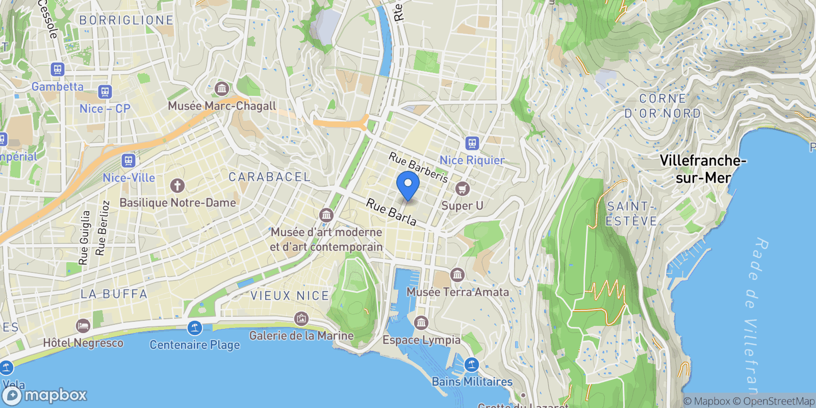 Map showing Nice, Provence-Alpes-Côte d'Azur, France.