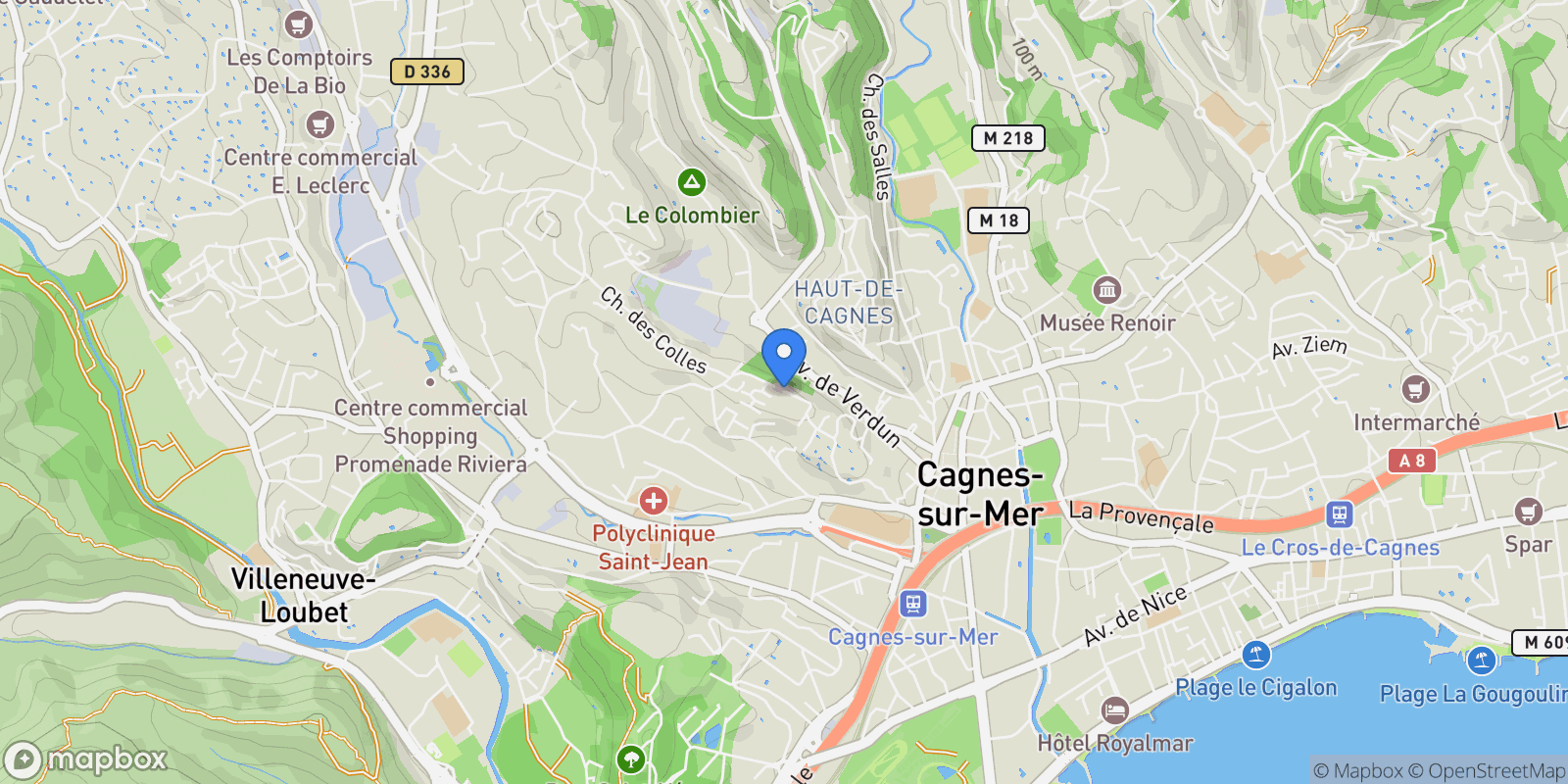 Map showing Cagnes-sur-Mer, Provence-Alpes-Côte d'Azur, France.