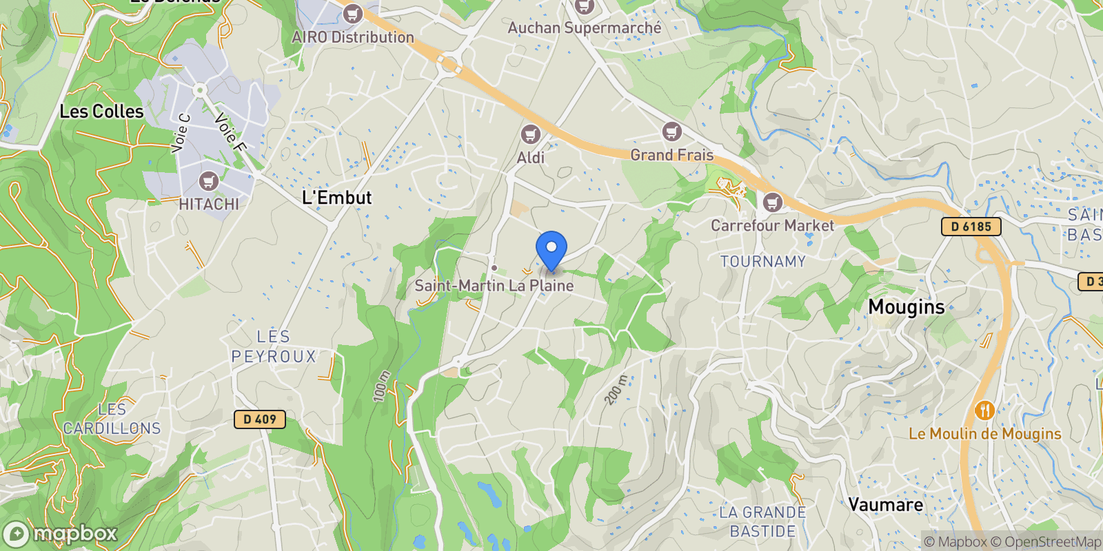 Map showing Mougins, Provence-Alpes-Côte d'Azur, France.
