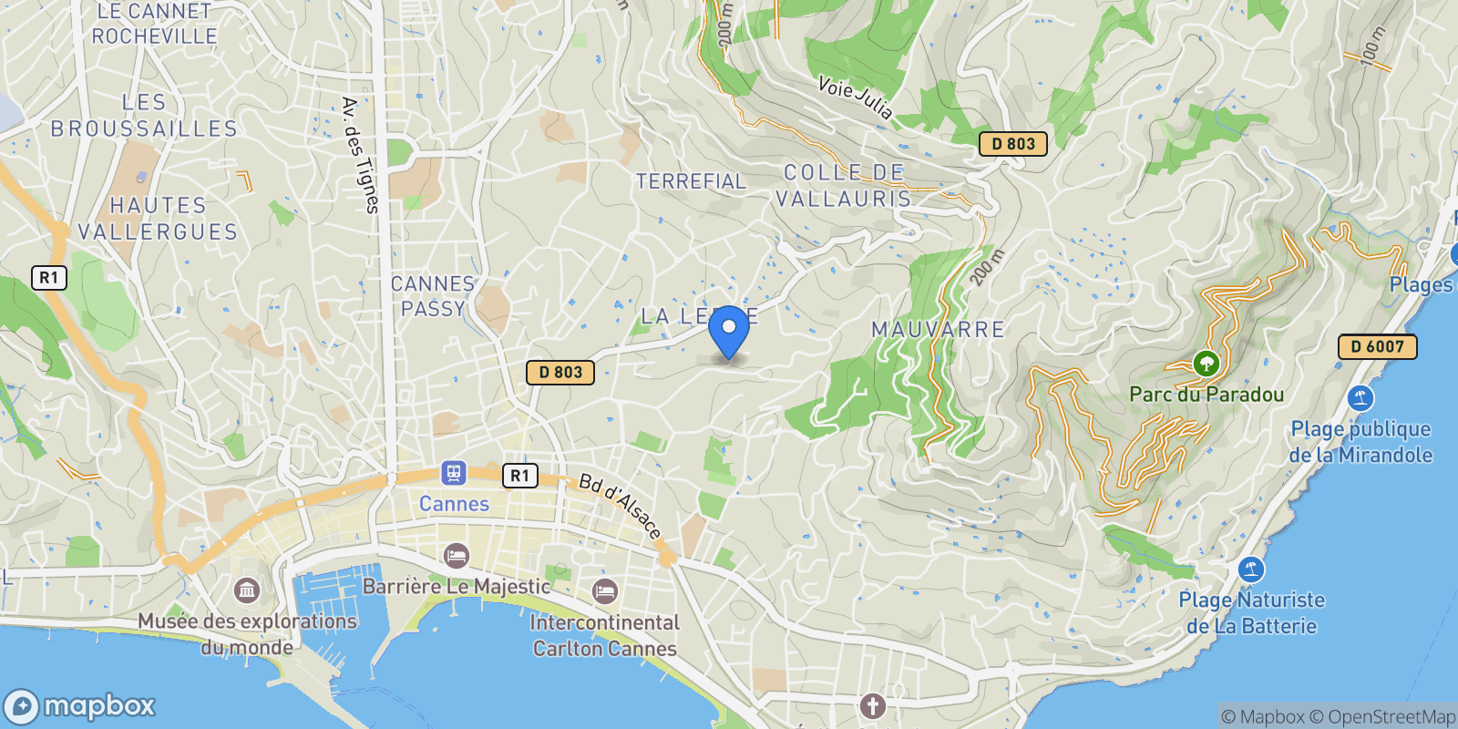 Map showing Cannes, Provence-Alpes-Côte d'Azur, France.