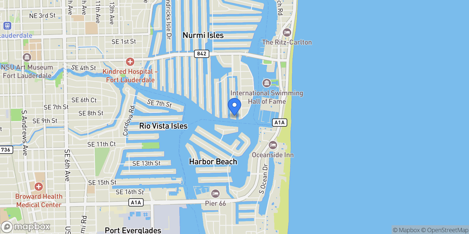 Map showing 1000 Riviera Isle Dr, Fort Lauderdale, FL, Fort Lauderdale, Florida, United States.