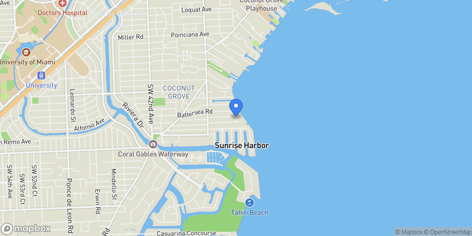 Map showing 144 N Prospect Dr, Miami, Florida, United States.