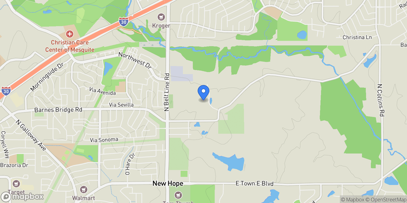 Map showing 211 Tanner Creek Circle, Sunnyvale, TX 75182, Sunnyvale, Texas, United States.