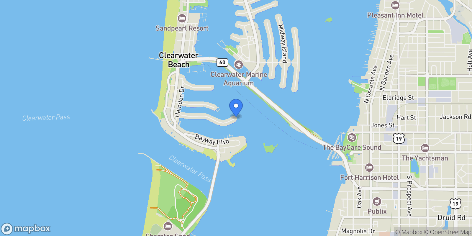 Map showing 295 BAYSIDE DRIVE, Clearwater, Florida, United States.