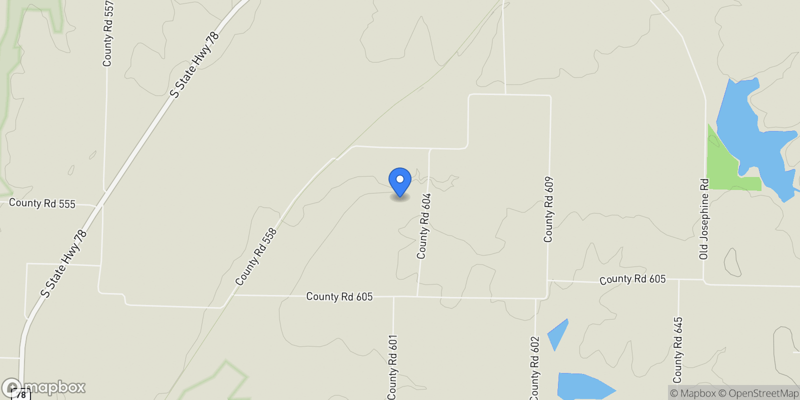 Map showing 1656 County Road 604, Farmersville, TX 75442, Farmersville, Texas, United States.