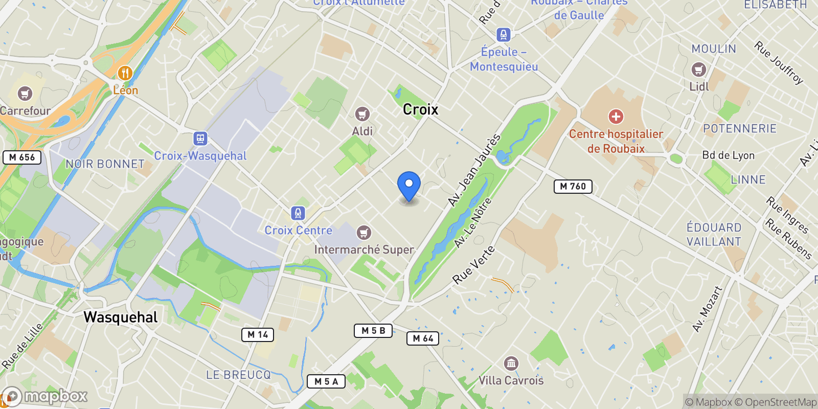 Map showing Croix, Hauts-de-France, France.