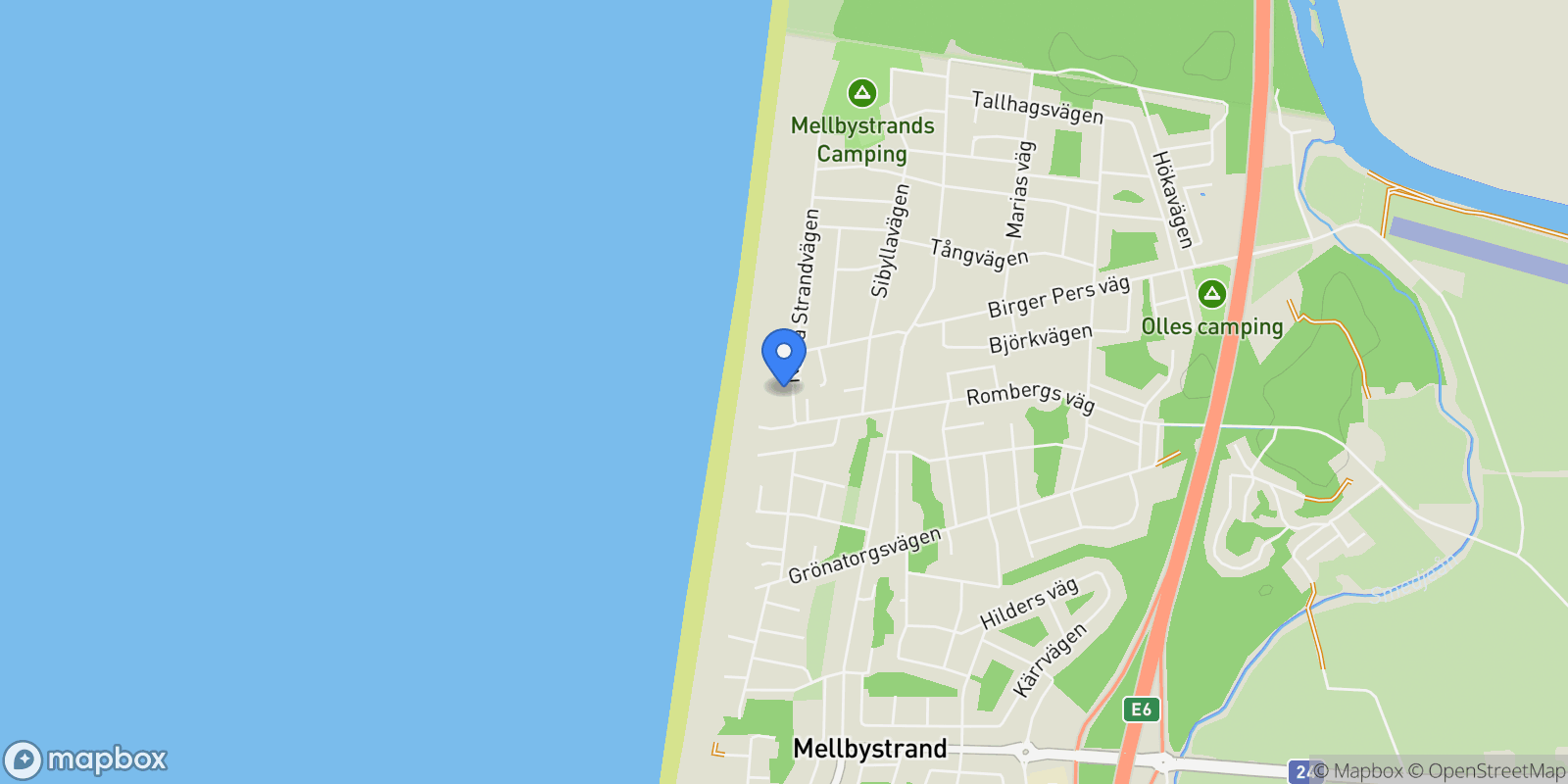 Map showing Norra Strandvägen 4, Mellbystrand, N 31260, Mellbystrand, Sweden.