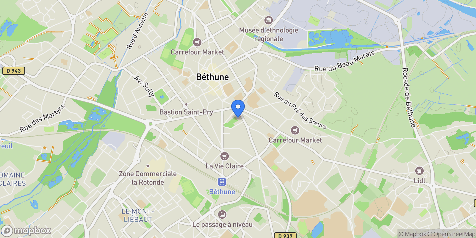 Map showing Béthune, Hauts-de-France, France.