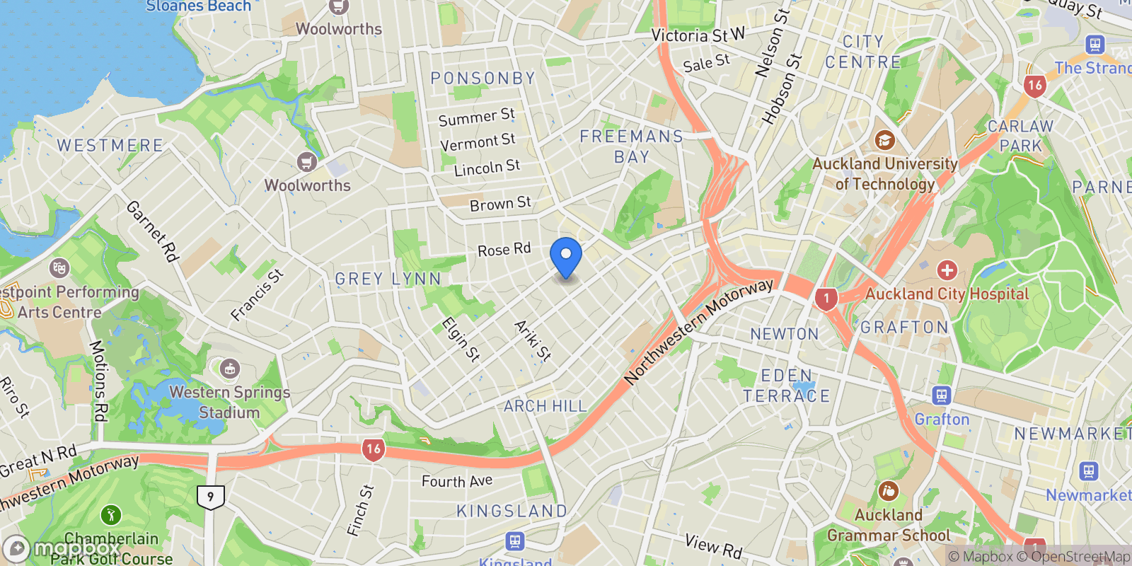 Map showing 33 Scanlan Street Grey Lynn, Auckland, AUK 1021, Auckland, Auckland, New Zealand.