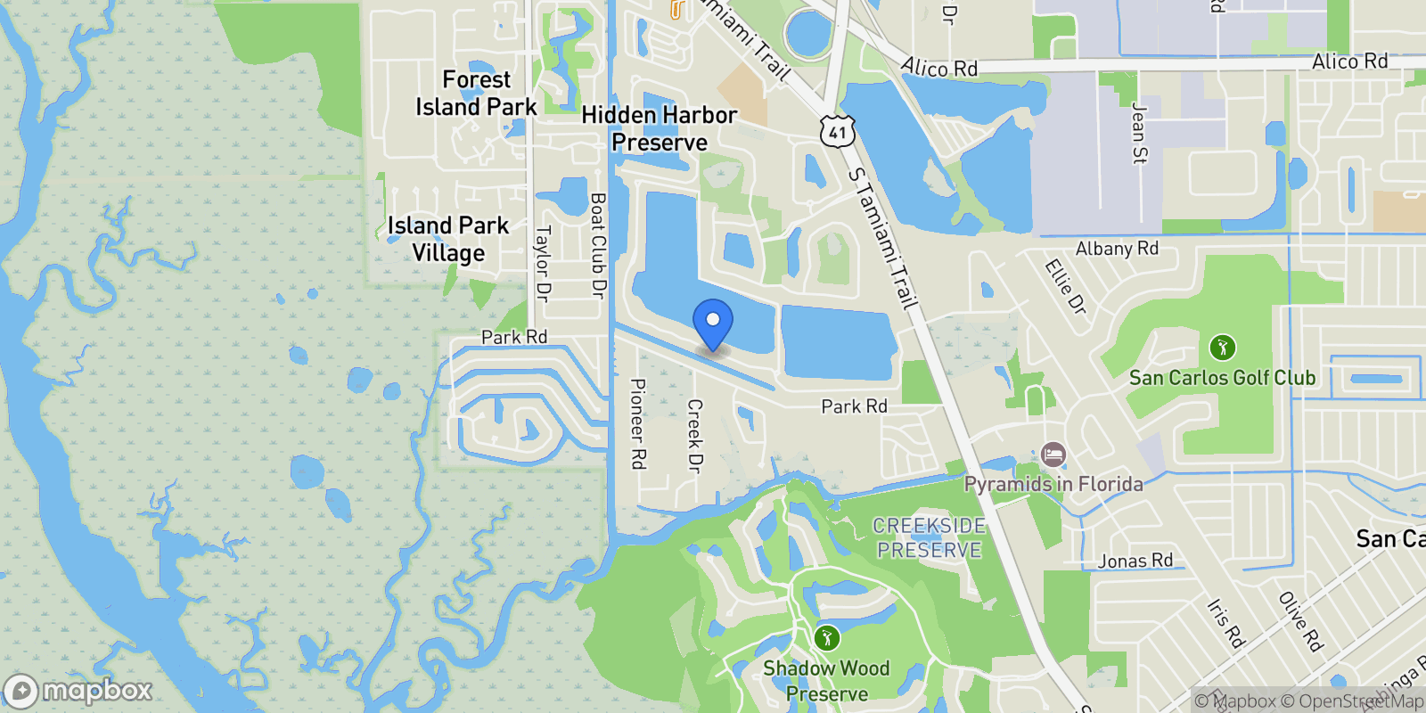 Map showing 5411 Harborage DR, Fort Myers, Florida, United States.
