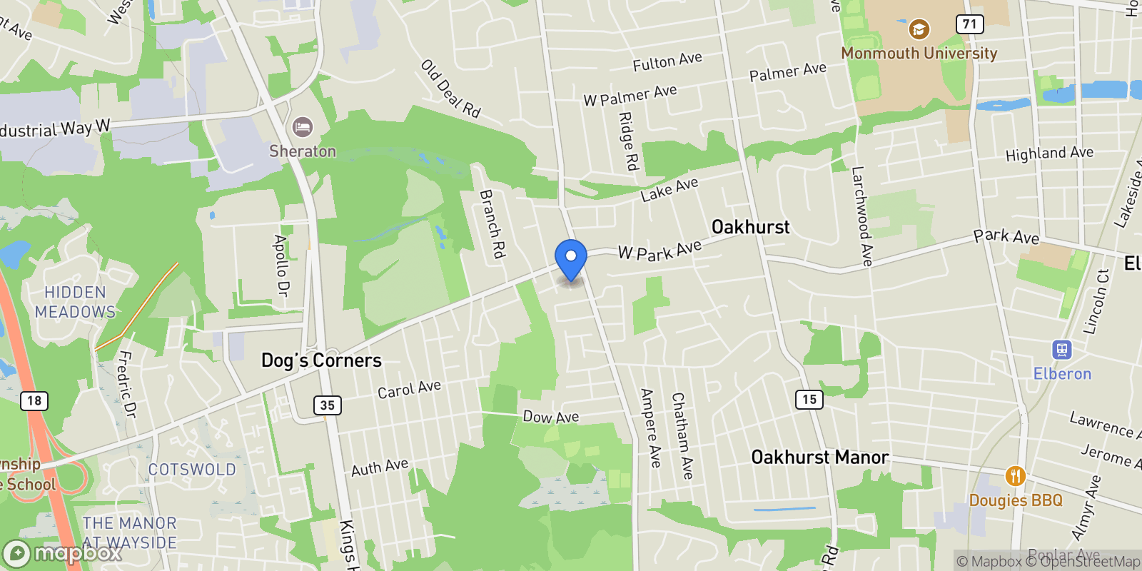 Map showing 71 Lenox Avenue, Oakhurst, NJ 07755, 07755, New Jersey, United States.