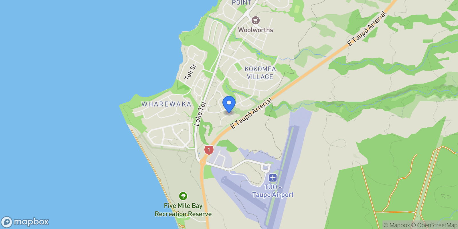 Map showing 56 Maru Terrace Wharewaka, Taupo, WKO, Taupo, Waikato, New Zealand.