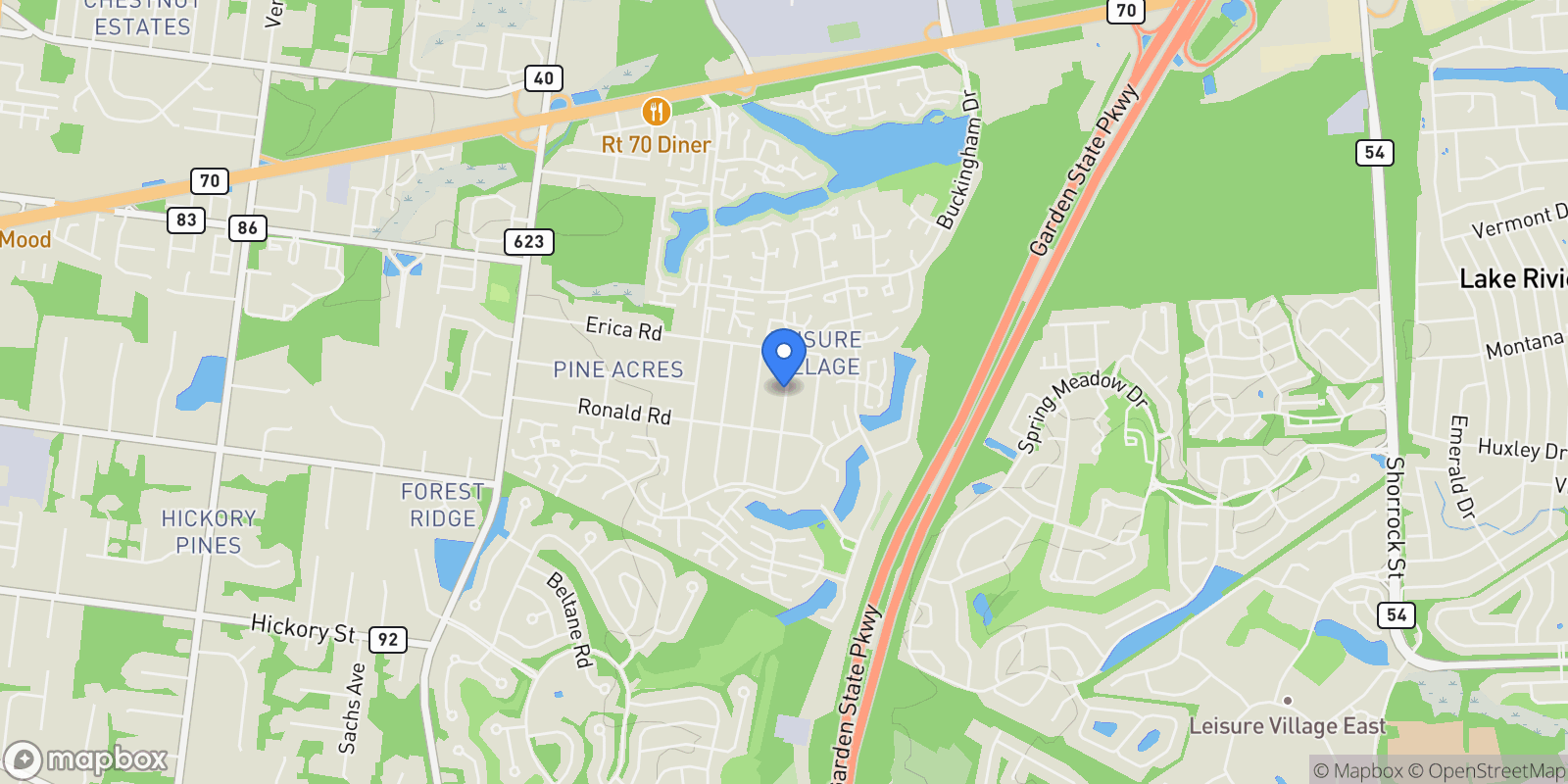 Map showing 1311 Marshall Street, Lakewood, NJ 08701, Lakewood Township, New Jersey, United States.