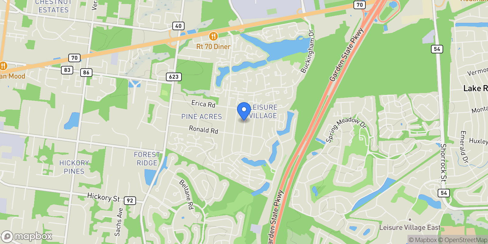 Map showing 1318 Stark Street, Lakewood, NJ 08701, Lakewood Township, New Jersey, United States.