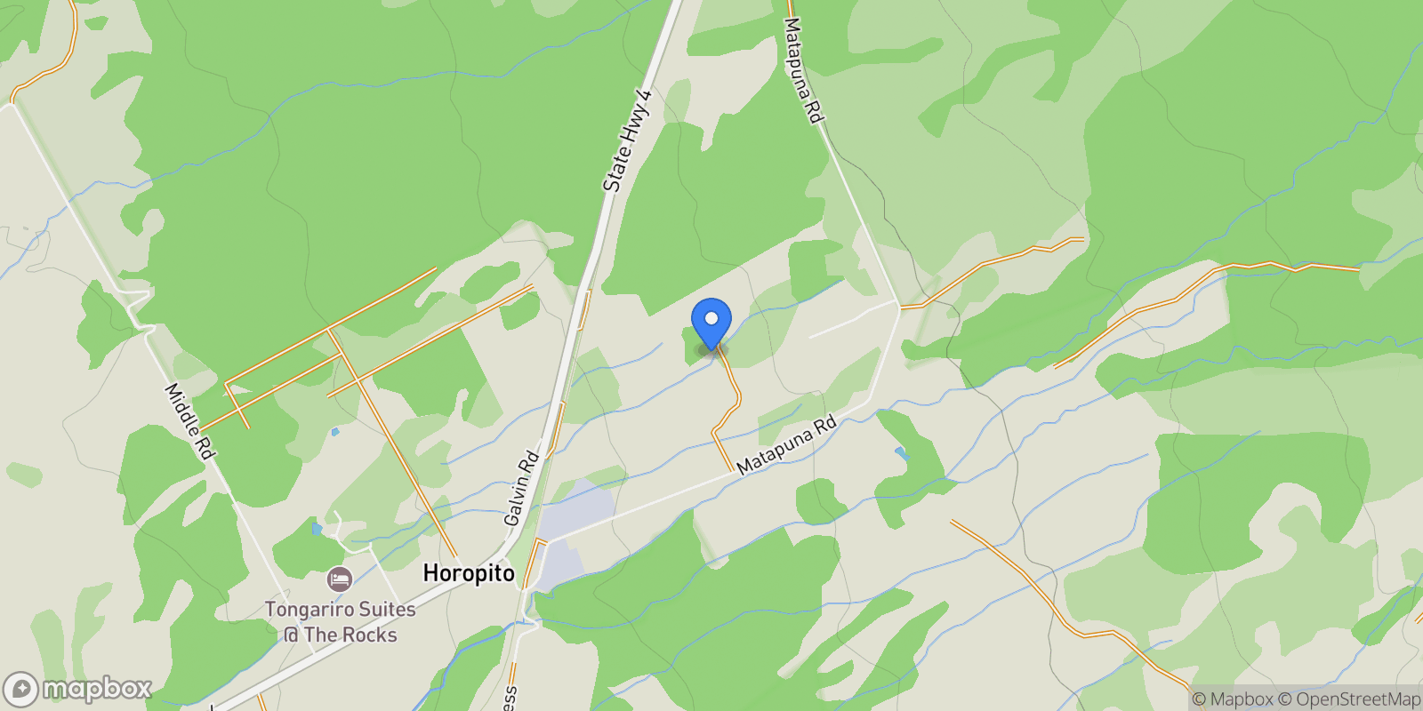 Map showing 7 Mead Lane Horopito, Ruapehu, MWT, Horopito, Manawatu-Wanganui, New Zealand.