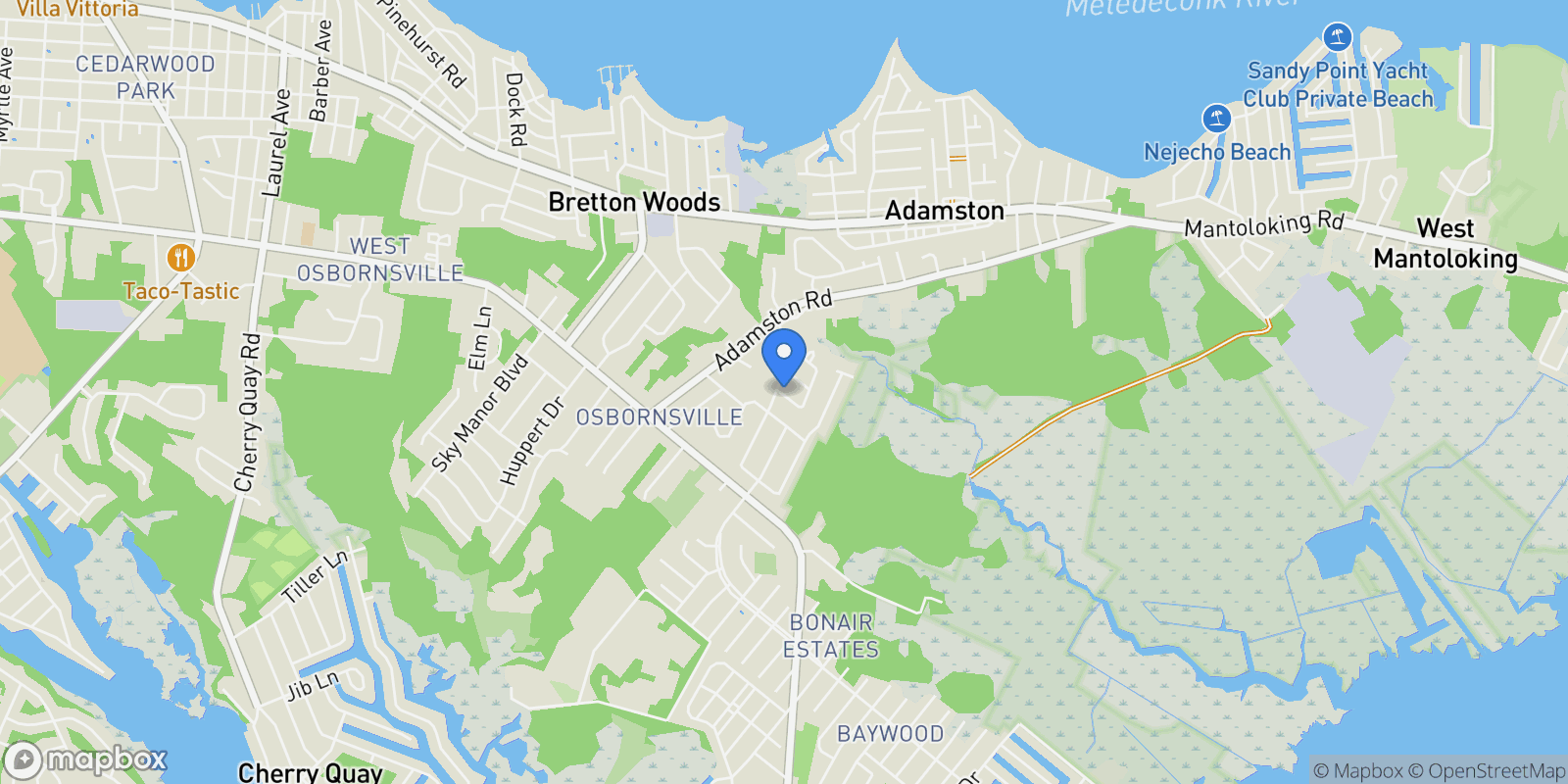 Map showing 455 Mamie Drive, Brick, NJ 08723, Brick Township, New Jersey, United States.