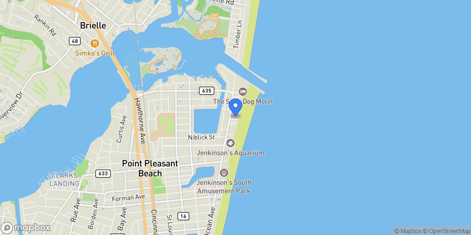 Map showing 9 Danby Place, Point Pleasant Beach, NJ 08742, Point Pleasant Beach, New Jersey, United States.