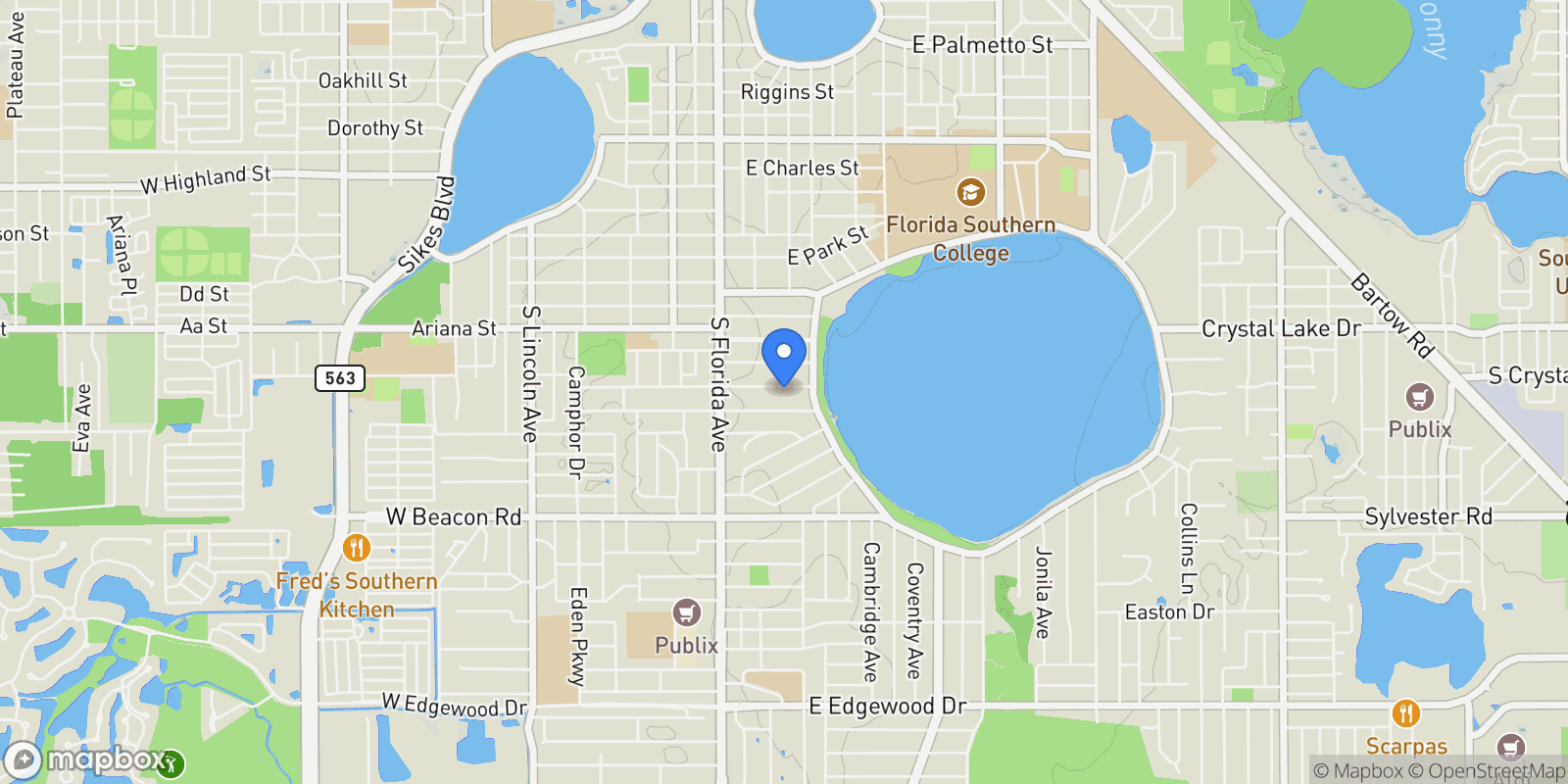 Map showing 323 E BELVEDERE STREET, Lakeland, Florida, United States.