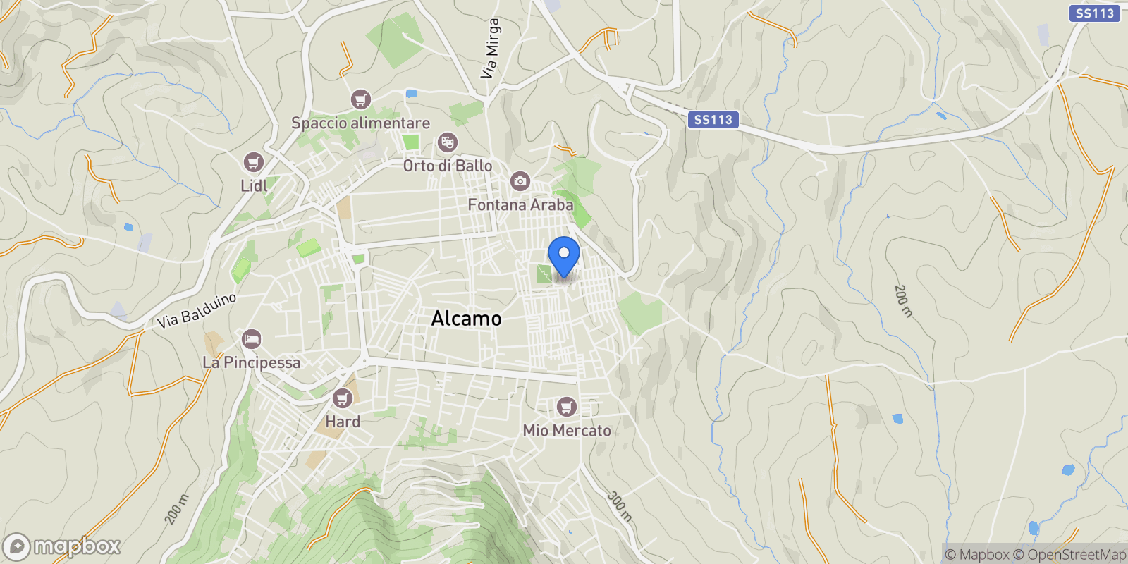 Map showing Contrada Fico, Alcamo, Sicily, Italy.