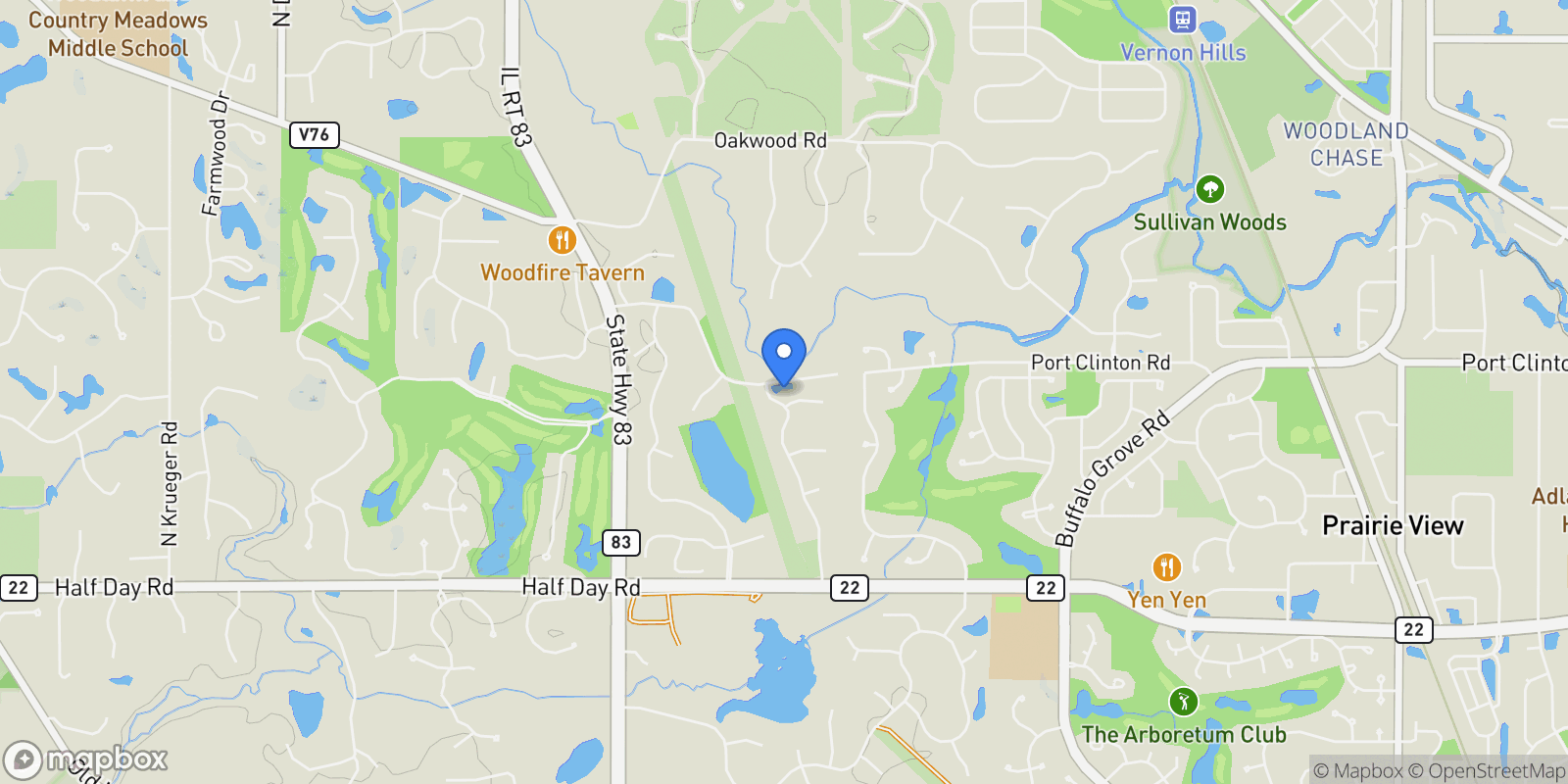 Map showing 5727 Hampton Drive, Long Grove, IL 60047, Long Grove, Illinois, United States.