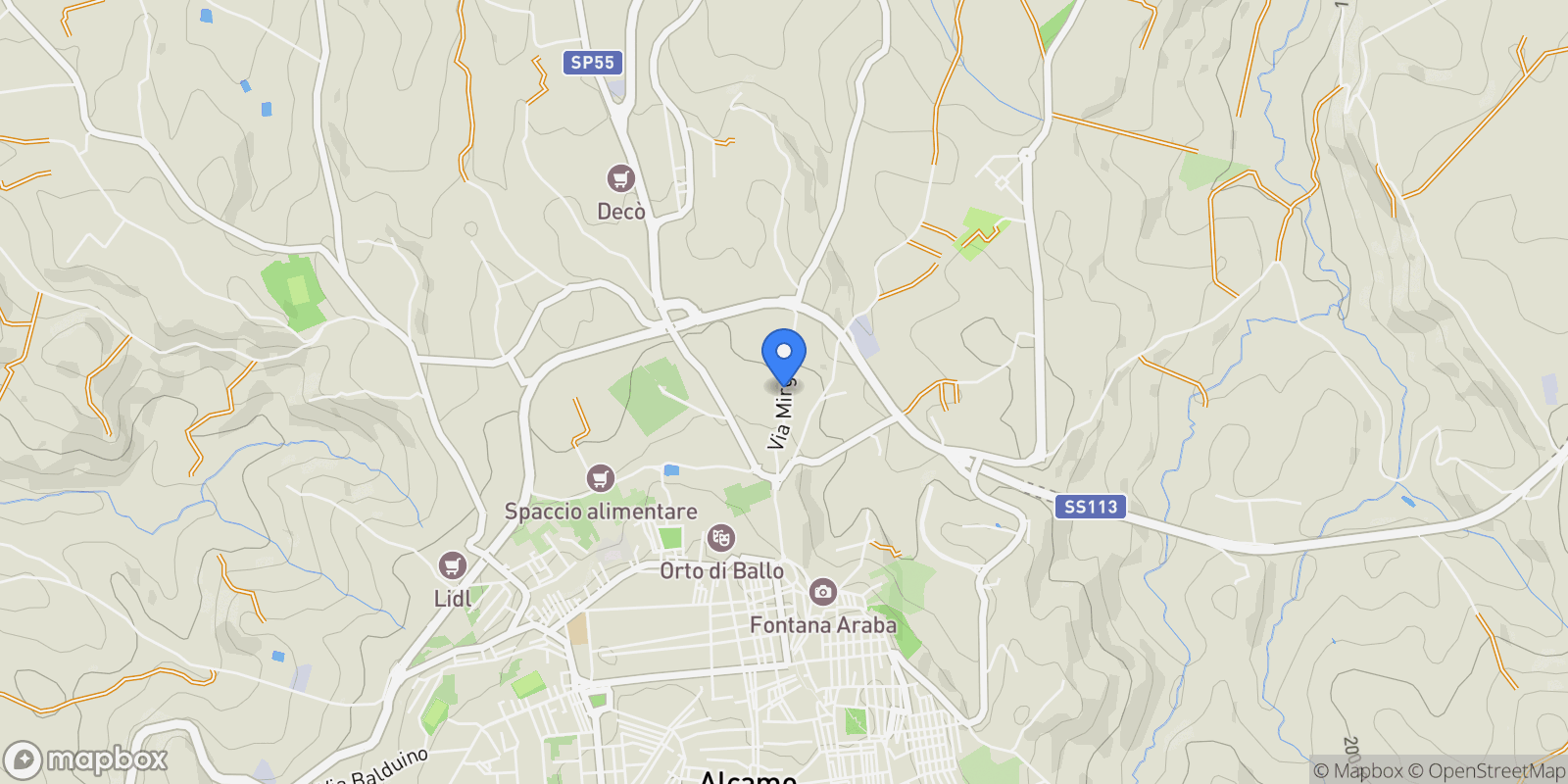 Map showing Contrada Mirga, Alcamo, Sicily, Italy.
