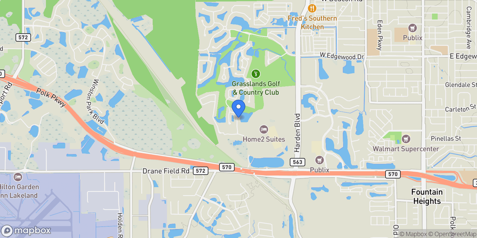 Map showing 3450 Turnberry Drive, Lakeland, FL 33803, Lakeland, Florida, United States.