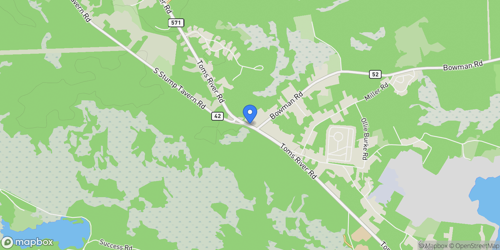 Map showing 605 Toms River Road, Jackson, NJ 08527, Jackson Township, New Jersey, United States.