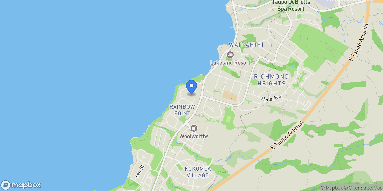 Map showing 4 Kathleen Place Rainbow Point, Taupo, WKO, Taupo, Waikato, New Zealand.