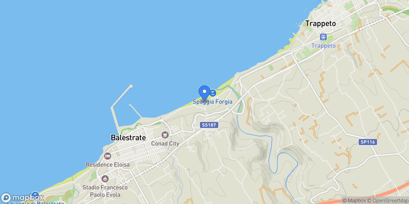 Map showing contrada Forgia, Balestrate, Sicily, Italy.