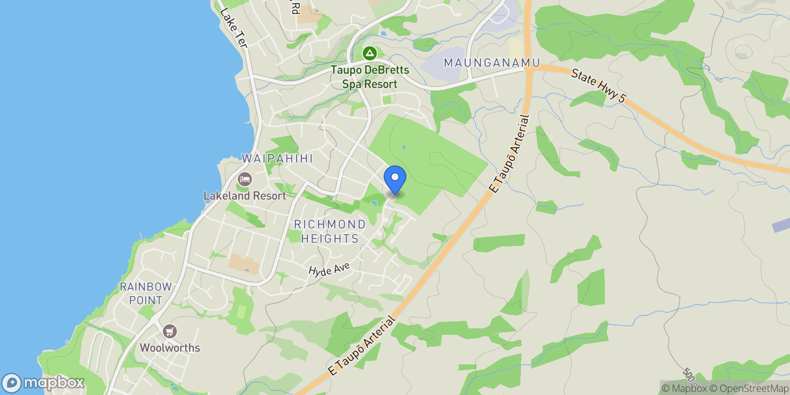 Map showing 107 Hyde Avenue, Richmond Heights, Taupo, WKO 3330, Taupo, Waikato, New Zealand.