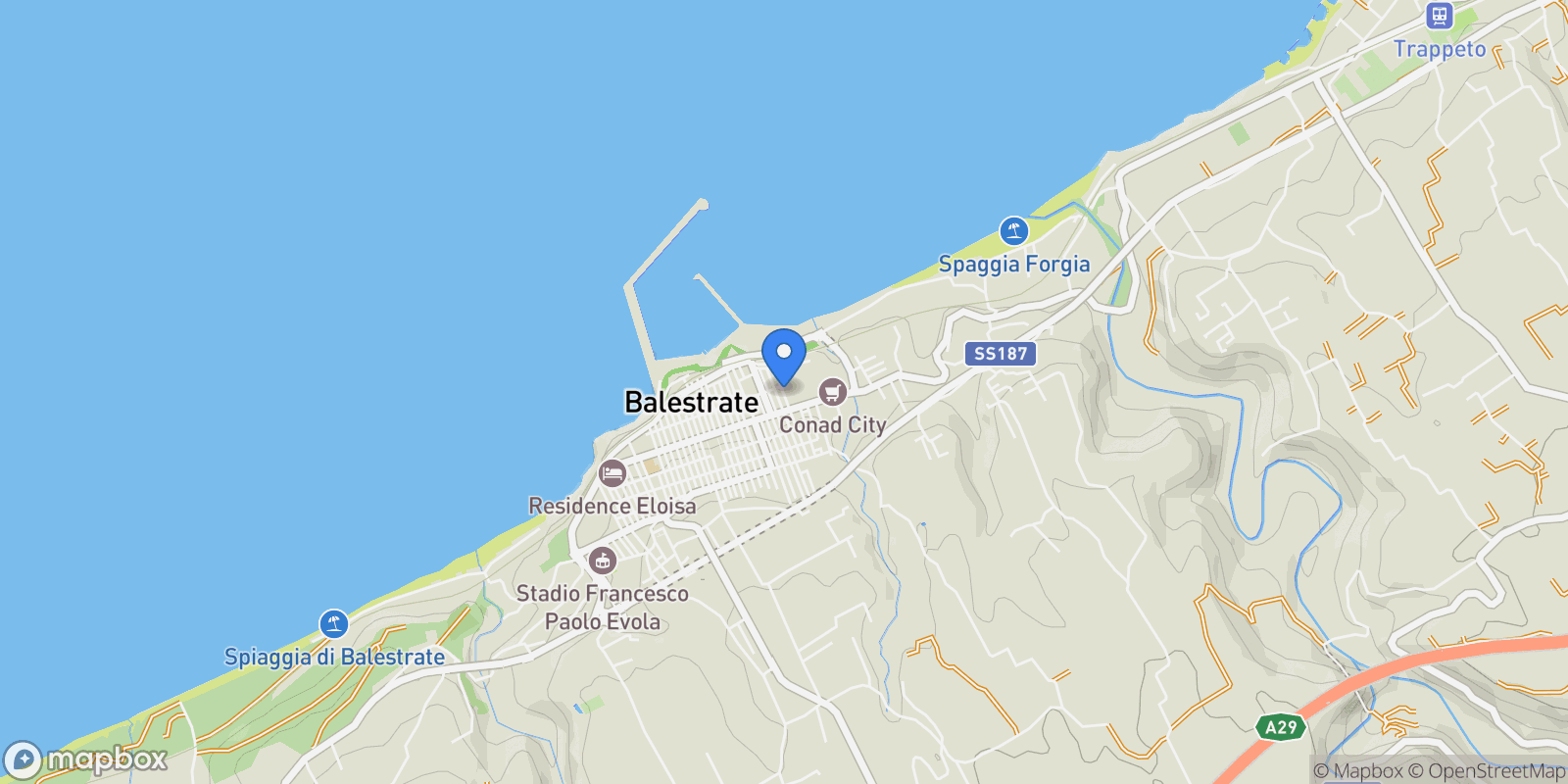 Map showing Contrada Settepani, Balestrate, Sicily, Italy.