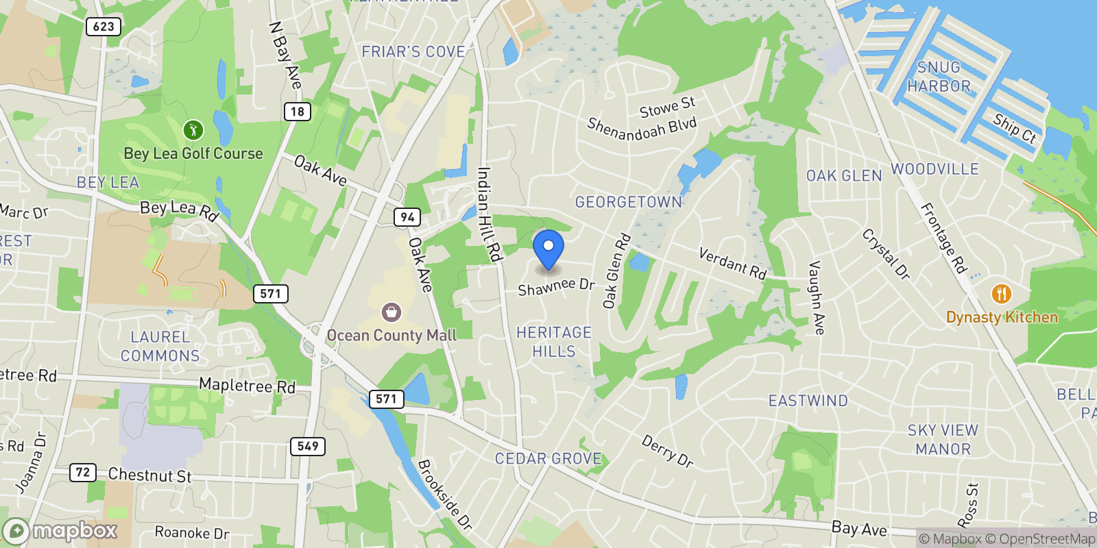 Map showing 2 Apache Drive, Toms River, NJ 08753, Toms River, New Jersey, United States.