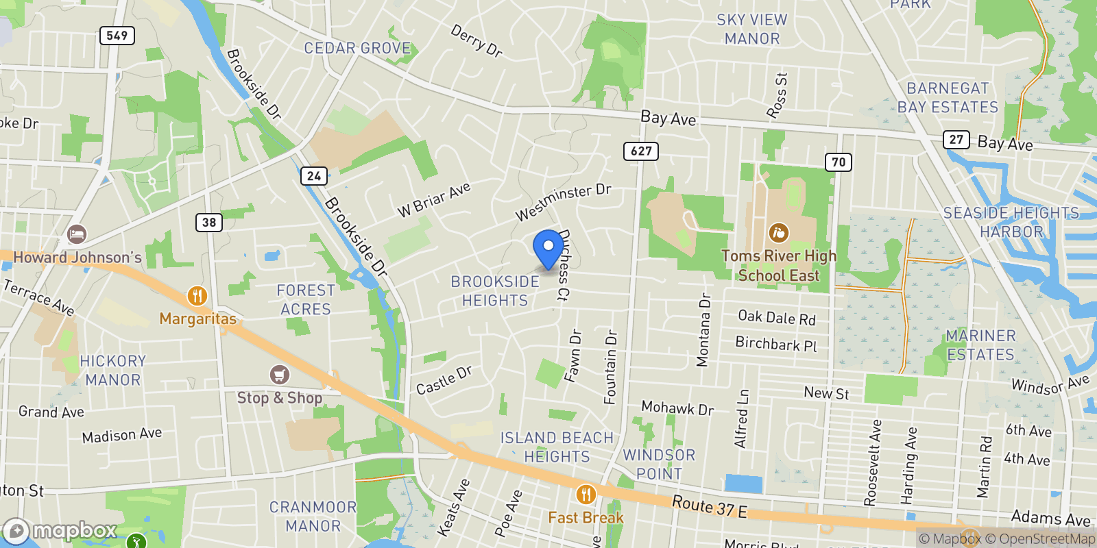 Map showing 919 Somerset Drive, Toms River, NJ 08753, Toms River, New Jersey, United States.