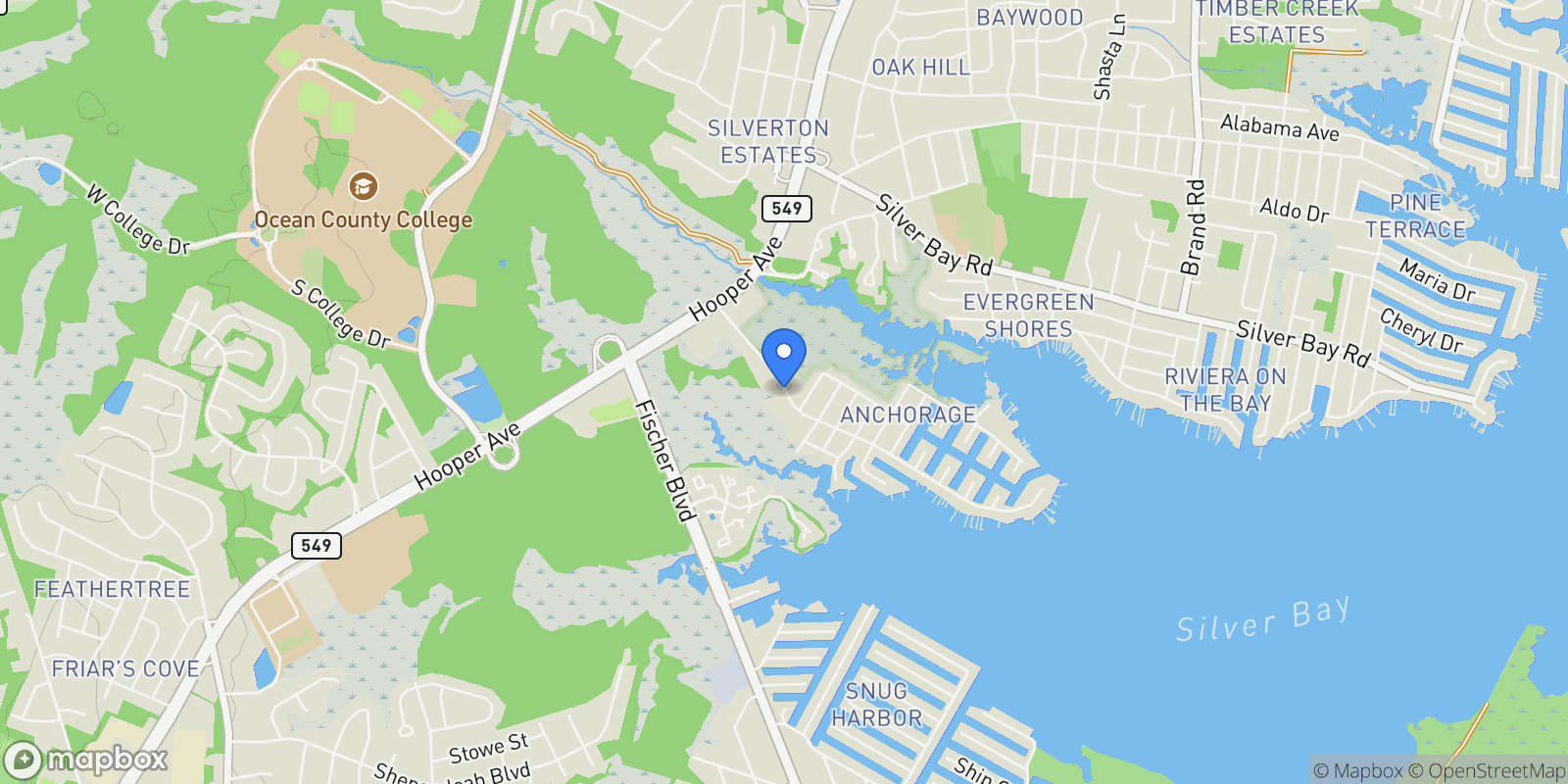 Map showing 169 Shore Drive, Toms River, NJ 08753, Toms River, New Jersey, United States.