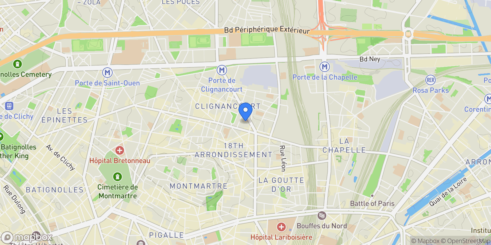 Map showing Paris, Île-de-France, France.