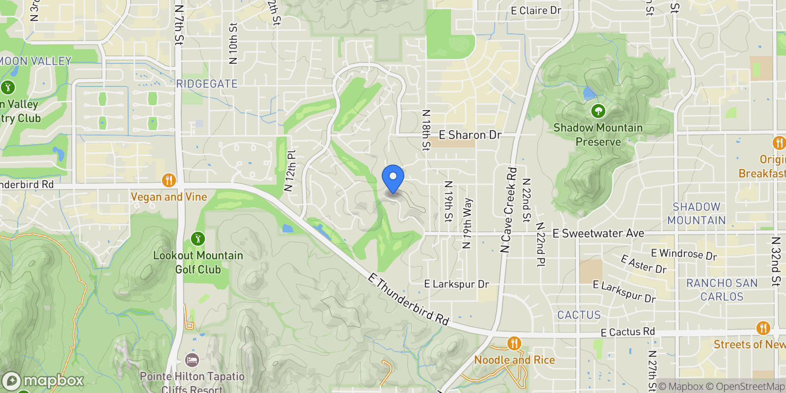 Map showing 13209 N 17TH PLACE, Phoenix, Arizona, United States.