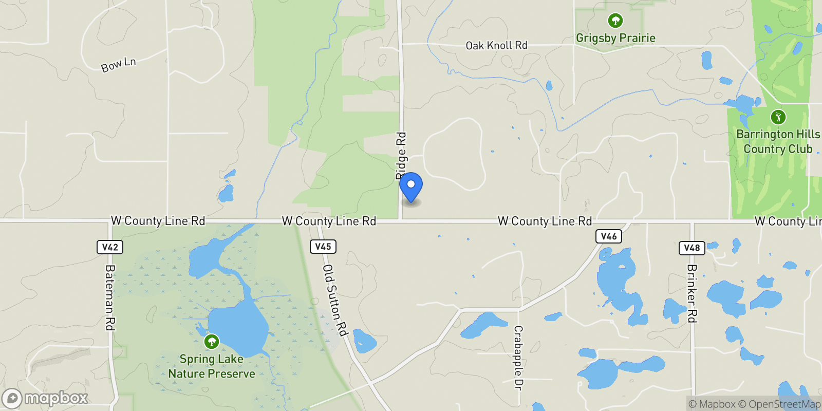 Map showing 23 W County Line Road, Barrington Hills, IL 60010, Barrington Hills, Illinois, United States.