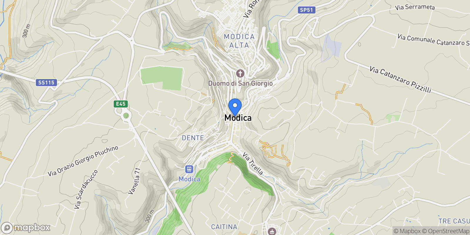 Map showing Modica, Sicily, Italy.