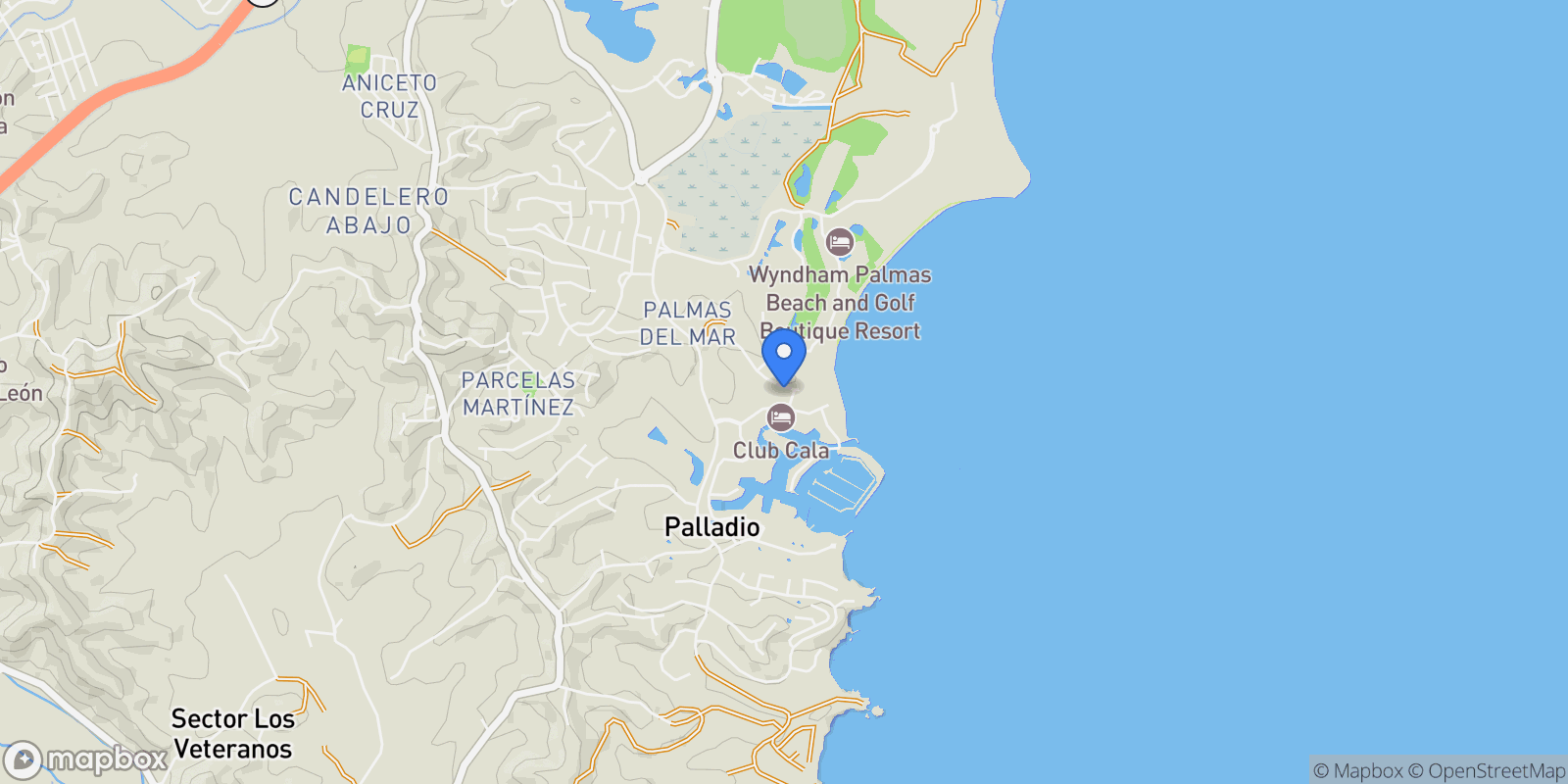 Map showing Humacao OCEAN DR 500, Palmas del Mar, Humacao, Puerto Rico.
