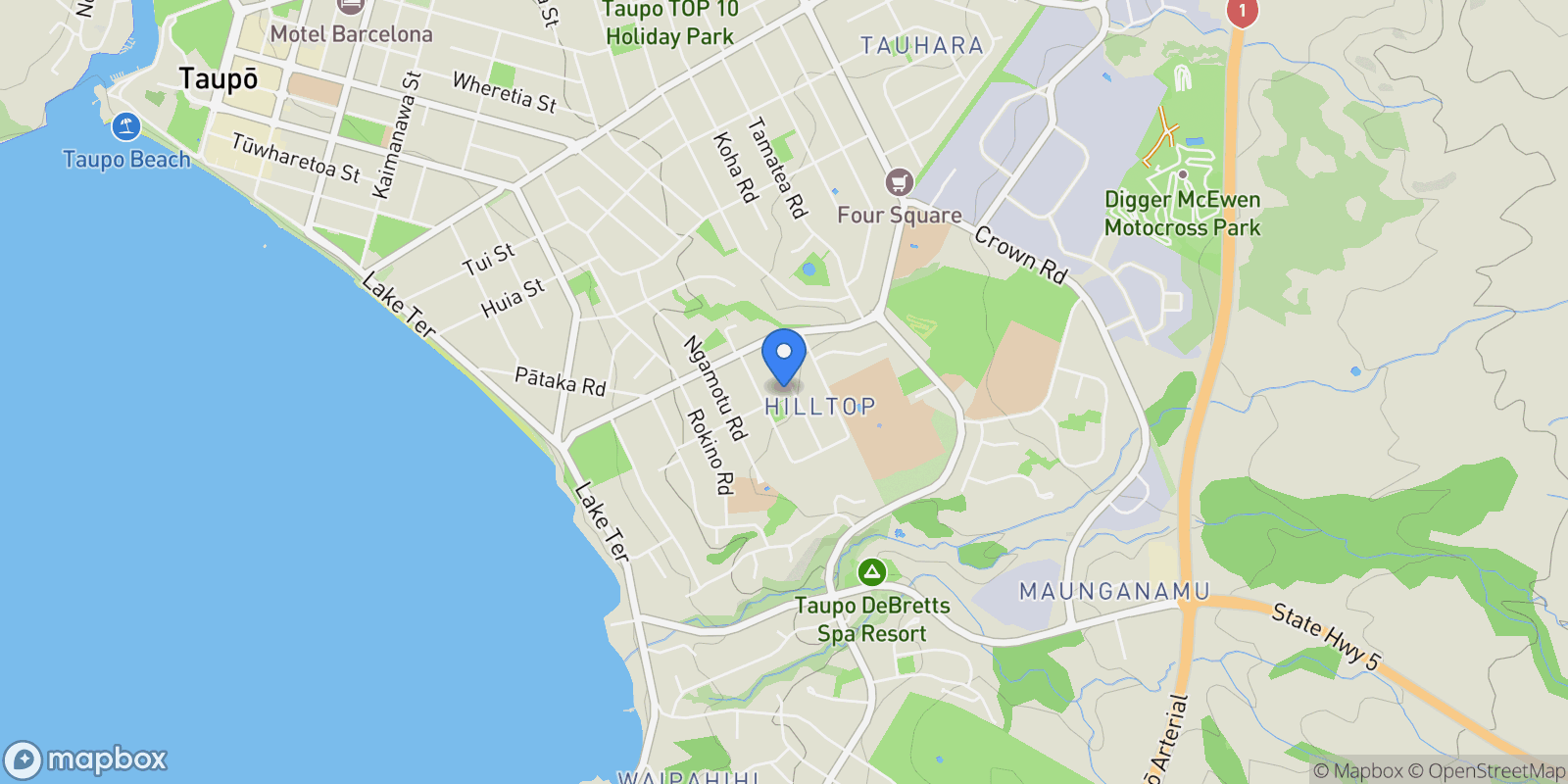 Map showing 21 Sunset Street Hilltop, Taupo, WKO 3330, Taupo, Waikato, New Zealand.