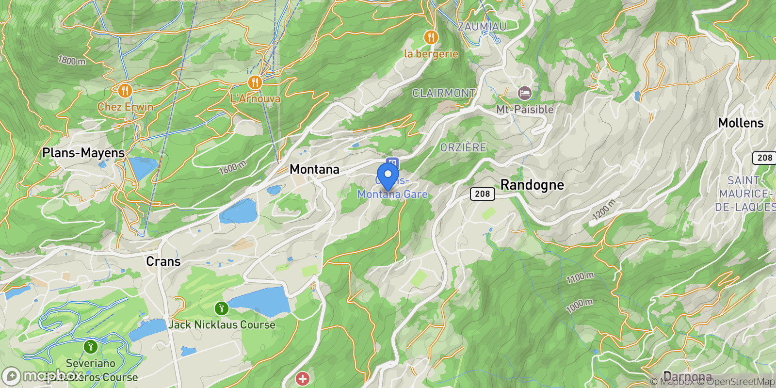 Map showing Rte de Marigny, 3963 Crans-Montana, Switzerland, Crans-Montana, Valais, Switzerland.