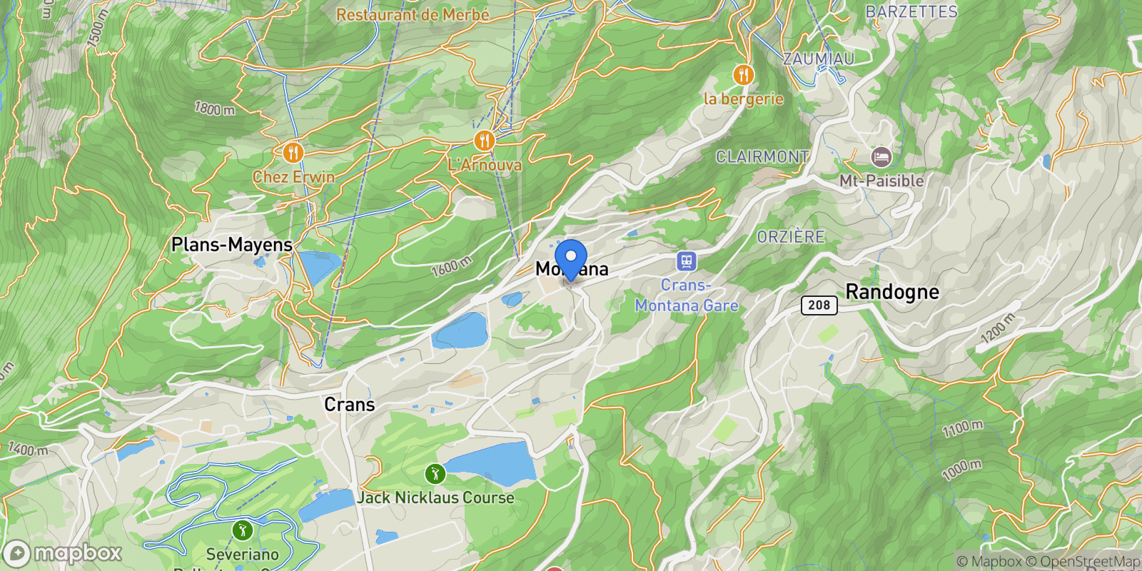 Map showing Crans-Montana, Switzerland, Crans-Montana, Valais, Switzerland.