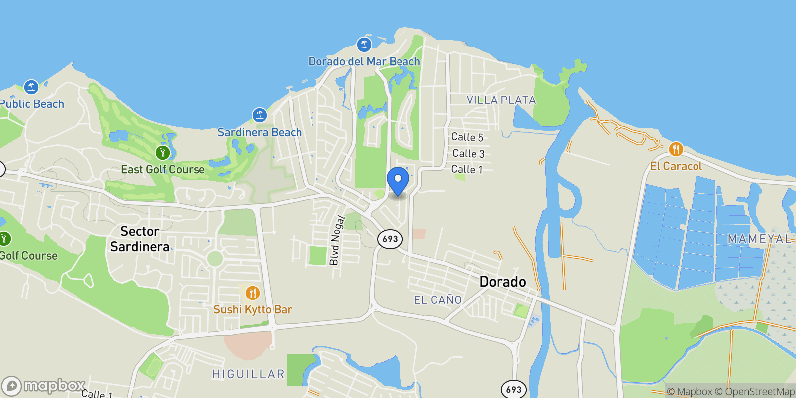 Map showing Dorado CALLE GAVIOTA 0, Dorado, Dorado, Puerto Rico.