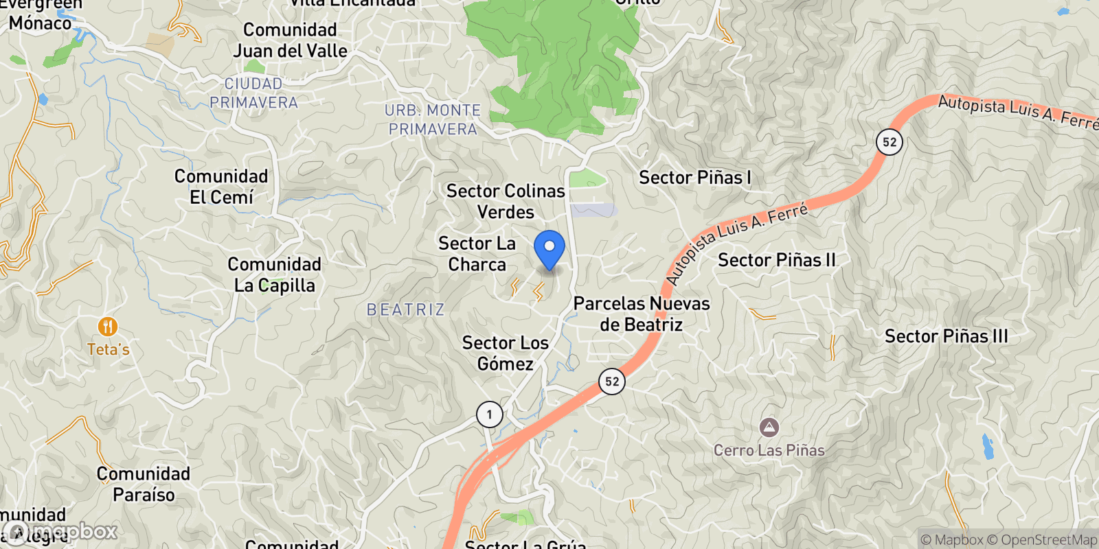 Map showing Cidra CARR HWY 1, Cidra, Cidra, Puerto Rico.