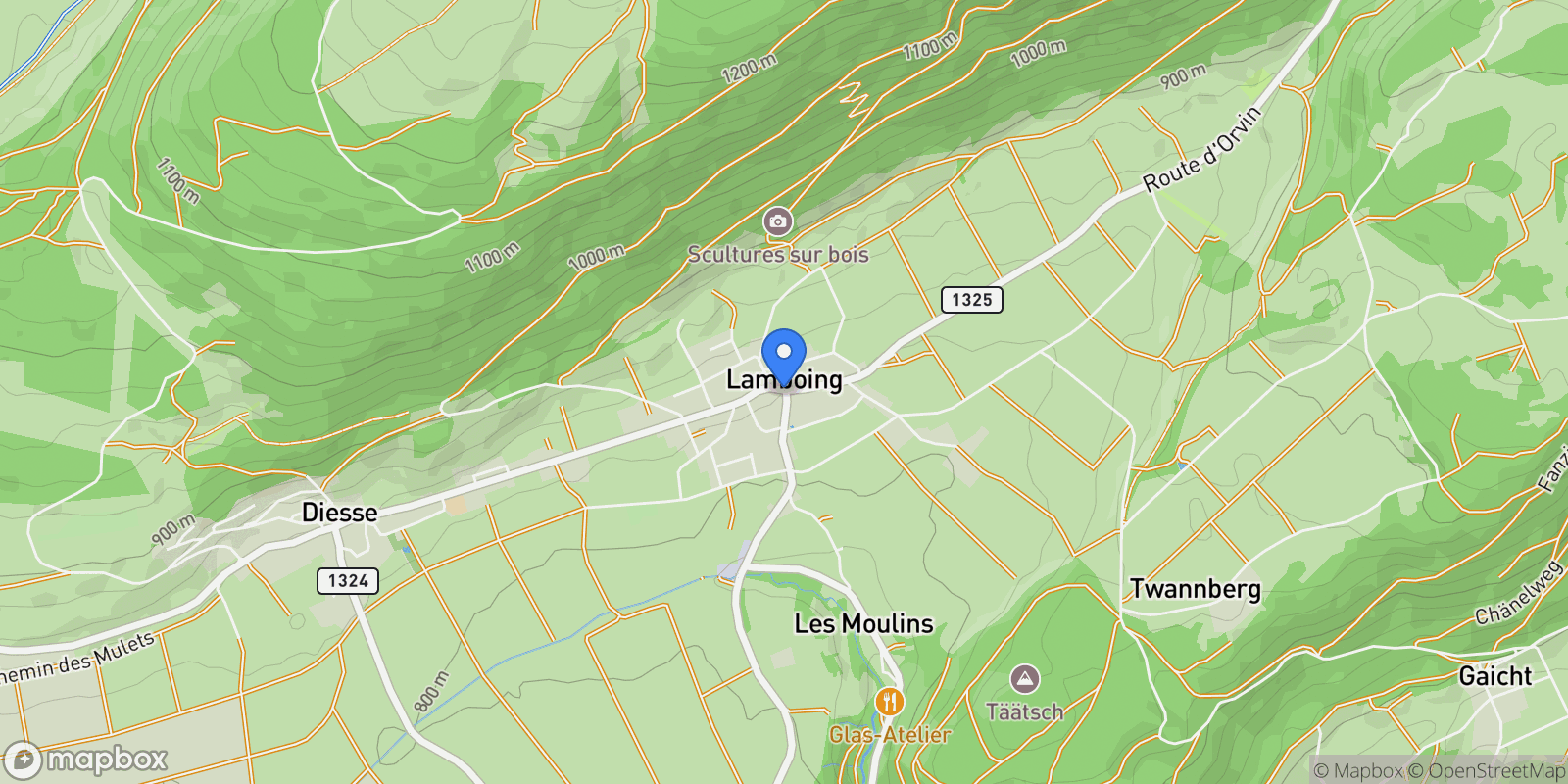 Map showing Plateau de Diesse, Canton of Bern, Switzerland.