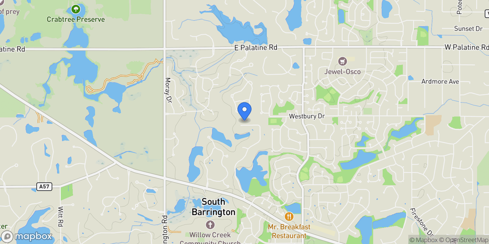 Map showing 39 Forest Lane, South Barrington, IL 60010, Barrington Hills, Illinois, United States.