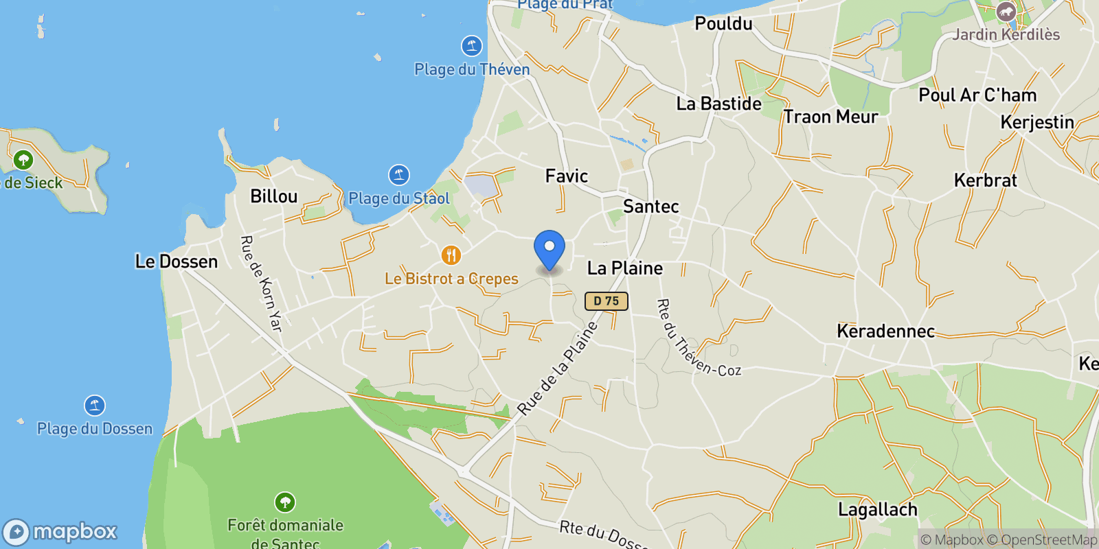 Map showing Santec, Brittany, France.
